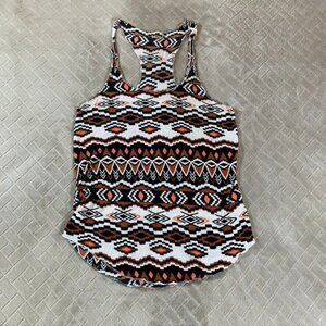 Mudd Womens Small Tank Top Colorful Aztec Print Racer Back Lightweight Rayon